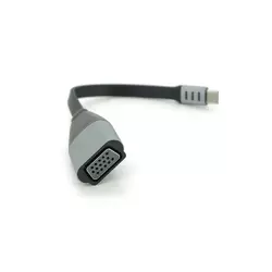 Конвертер Type-C (тато)/VGA(мама), 18cm, плоский, Black-gray Конвертер Type-C (тато)/VGA(мама), 18cm, плоский, Black-gray