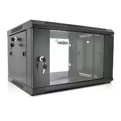Шафа  Merlion 6U, 600*450*367 (Ш*Г*В) мм  загартоване скло, чорна. сталь 1,2мм з замком Шафа  Merlion 6U, 600*450*367 (Ш*Г*В) мм  загартоване скло, чорна. сталь 1,2мм з замком