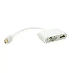 Конвертер mini Display Port (тато) на HDMI/VGA(мама) 30cm, Silver, 4K/2K, Пакет Конвертер mini Display Port (тато) на HDMI/VGA(мама) 30cm, Silver, 4K/2K, Пакет