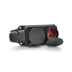Колодка PiPo PP / SP-3132/2/44/16B, 16А, 220-240В, IP44, з заглушкою, із заземленням 2 гнізда, каучук, чорний, Q25 Колодка PiPo PP / SP-3132/2/44/16B, 16А, 220-240В, IP44, з заглушкою, із заземленням 2 гнізда, каучук, чорний, Q25