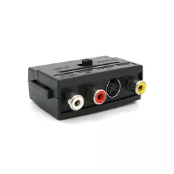 Перехідник SCART (тато) -3 RCA (мама) + Svideo Black c перемикачем Перехідник SCART (тато) -3 RCA (мама) + Svideo Black c перемикачем