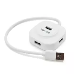 Хаб VEGGIEG V-U3403 USB 3.0 4 порти, 480Mbts, живлення від USB, White, 0,3m, Box Хаб VEGGIEG V-U3403 USB 3.0 4 порти, 480Mbts, живлення від USB, White, 0,3m, Box