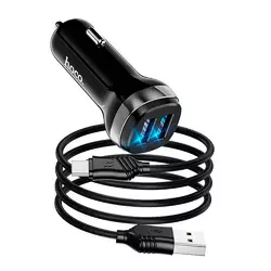 Набір АЗУ 12-24V HOCO Z40+ кабель Type-C, 2xUSB, 2.4A, кабель 1м, Black, Box Набір АЗУ 12-24V HOCO Z40+ кабель Type-C, 2xUSB, 2.4A, кабель 1м, Black, Box