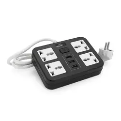 Мережевий фільтр ТВ-Т15, 4 розетки + 3 USB, 2 м, перетин 3х0, 75мм, 2500W, Black, Box Мережевий фільтр ТВ-Т15, 4 розетки + 3 USB, 2 м, перетин 3х0, 75мм, 2500W, Black, Box