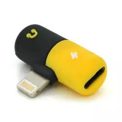 Перехідник 2 в 1  Lighting(M) => 2 x Lighting(F), Black/Yellow, Box Перехідник 2 в 1  Lighting(M) => 2 x Lighting(F), Black/Yellow, Box