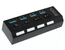 Хаб USB 3.0, 4 порти, з перемикачами, підтримка до 1TB, Пакет