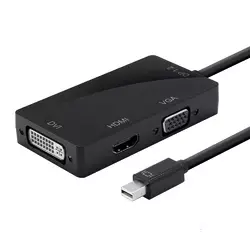 Конвертер mini Display Port (тато) на HDMI/VGA/DVI(мама) 30cm, Black, 4K/2K, Пакет Конвертер mini Display Port (тато) на HDMI/VGA/DVI(мама) 30cm, Black, 4K/2K, Пакет