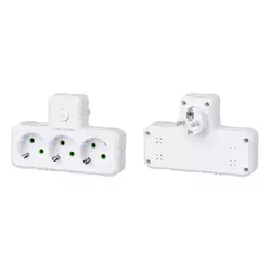 Розетка трійник Т-подібний із заземленням F301-White, 3 розетки, 2500W, 10A, 110-250V~Max, Blister Розетка трійник Т-подібний із заземленням F301-White, 3 розетки, 2500W, 10A, 110-250V~Max, Blister