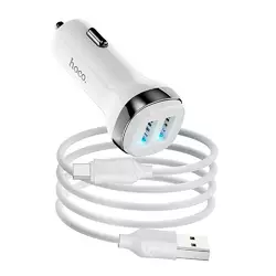 Набір АЗУ 12-24V HOCO Z40 + кабель Type-C, 2xUSB, 2.4A, кабель 1м, White, Box Набір АЗУ 12-24V HOCO Z40 + кабель Type-C, 2xUSB, 2.4A, кабель 1м, White, Box