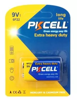 Батарейка сольова PKCELL 9V/6LR61, крона, 1 штука у блістері ціна за блістер, Q10