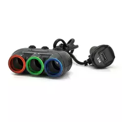 АЗУ розгалужувач + вольтметр Olesson 1633, 12V-3 * 12V + USB, Black, Blister АЗУ розгалужувач + вольтметр Olesson 1633, 12V-3 * 12V + USB, Black, Blister