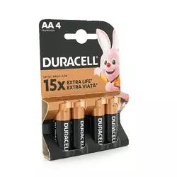 Батарейка лужна DURACELL LR06 (АА) MN1500, 4шт у блістері, ціна за блістер Батарейка лужна DURACELL LR06 (АА) MN1500, 4шт у блістері, ціна за блістер