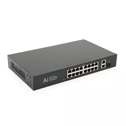 POE комутатор Merlion 16 POE 10/100 + 1 Single Fiber Tx 1310nm 20km + 2 RJ45 10/100/1000+ вбудований блок живлення 52V 4.8A POE комутатор Merlion 16 POE 10/100 + 1 Single Fiber Tx 1310nm 20km + 2 RJ45 10/100/1000+ вбудований блок живлення 52V 4.8A