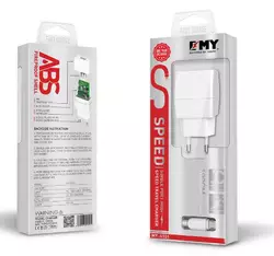 Набір 2 в 1 СЗУ With Micro-Usb Cable 110-240V MY-A101, 1 x USB, 5V/5W, Output: 5V/1A, White, Blister-box, Q25 Набір 2 в 1 СЗУ With Micro-Usb Cable 110-240V MY-A101, 1 x USB, 5V/5W, Output: 5V/1A, White, Blister-box, Q25