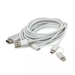 Конвертер MHL Type-C/Micro/Lighting (тато) + USB (тато) => HDMI(тато) 1.8м, Black, 4K/2K, BOX Конвертер MHL Type-C/Micro/Lighting (тато) + USB (тато) => HDMI(тато) 1.8м, Black, 4K/2K, BOX