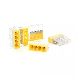 Самозатискна 4-провідна клема WAGO К773-204 для розподільчих коробок, 4-pin, прозоро-жовта Самозатискна 4-провідна клема WAGO К773-204 для розподільчих коробок, 4-pin, прозоро-жовта