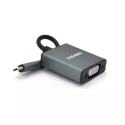 Хаб-конвертор VEGGIEG Type-C (тато) на VGA (мама), 10 см, Black, Box Хаб-конвертор VEGGIEG Type-C (тато) на VGA (мама), 10 см, Black, Box