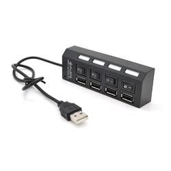 Хаб USB 2.0 4 порту з перемикачами на кожен порт, Black, 480Mbts High Speed, підтримка до 0,5ТВ, живлення від USB, Blister Q100