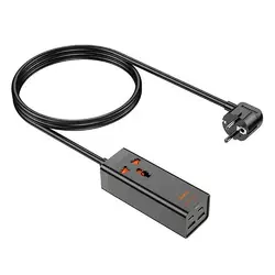 Мережевий фільтр HOCO AC10A на 1 розетку + 2 USB + 2 USB-C, 65W, кабель 1,5 м, 220В, Black, Box Мережевий фільтр HOCO AC10A на 1 розетку + 2 USB + 2 USB-C, 65W, кабель 1,5 м, 220В, Black, Box