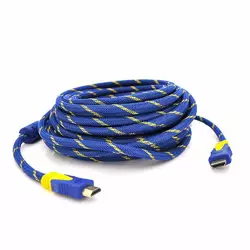Кабель HDMI-HDMI 20m, v1.4, OD-8.0mm, 2 фільтра, обплетення, круглий Blue / Gold, коннектор Blue-yello, (Пакет) Q25 Кабель HDMI-HDMI 20m, v1.4, OD-8.0mm, 2 фільтра, обплетення, круглий Blue / Gold, коннектор Blue-yello, (Пакет) Q25