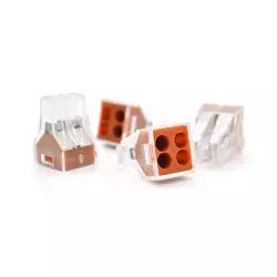 Самозатискна 4-провідна клема WAGO K773-104 для розподільчих коробок, 4-pin, прозоро-жовтогаряча. Самозатискна 4-провідна клема WAGO K773-104 для розподільчих коробок, 4-pin, прозоро-жовтогаряча.