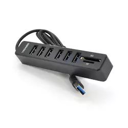 Хаб-кардрідер універсальний VEGGIEG V-C306, USB2.0 8in1 card reader (SD+TF+6*USB), Black,Blister-Box Хаб-кардрідер універсальний VEGGIEG V-C306, USB2.0 8in1 card reader (SD+TF+6*USB), Black,Blister-Box