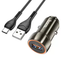 Набір АЗУ 12-24V HOCO Z46 + кабель Type-C, 1xUSB, 18W, кабель 1м, Black, Box Набір АЗУ 12-24V HOCO Z46 + кабель Type-C, 1xUSB, 18W, кабель 1м, Black, Box