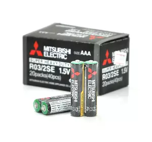 Батарейка Super Heavy Duty MITSUBISHI 1.5V AAA/R03, 2S shrink pack,400pcs/ctn