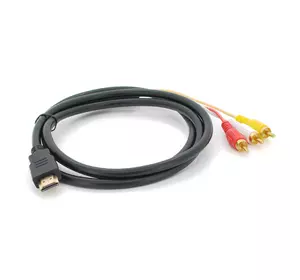 Кабель HDMI (тато)-3RCA (тато), 1.5m, 1 ферит, обплетення, Black/Red, пакет Кабель HDMI (тато)-3RCA (тато), 1.5m, 1 ферит, обплетення, Black/Red, пакет