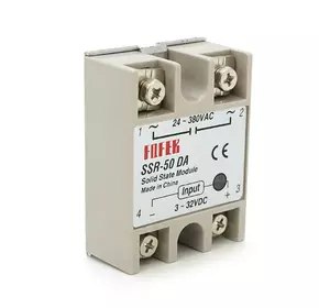 Твердотільні реле FQFER SSR-50DA 50А 24-380VAC Твердотільні реле FQFER SSR-50DA 50А 24-380VAC