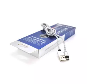 Магнітний кабель PiPo USB 2.0 /Lighting, 1m, 2А, тканинна оплетка, броньований, знімач, Silver, BOX