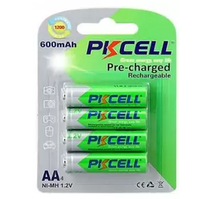 Акумулятор PKCELL 1.2V AA 600mAh NiMH Already Charged, 4 штуки у блістері ціна за блістер, Q12