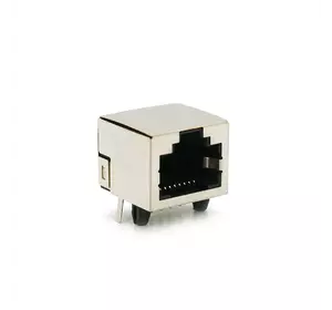 Сітковий роз'єм RJ45 горизонтальний екранований з інтерфейсом 8P8C під паяння, роз'єм 16H, Silver Q100 Сітковий роз'єм RJ45 горизонтальний екранований з інтерфейсом 8P8C під паяння, роз'єм 16H, Silver Q100