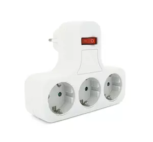 Розетка трійник з вимикачем, заземленням SQ-GZBK-01/03Q, 3x16A 250V~Max, 3500W, White, Q50 Розетка трійник з вимикачем, заземленням SQ-GZBK-01/03Q, 3x16A 250V~Max, 3500W, White, Q50