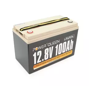 Акумуляторна батарея LiFePO4 Power Queen 12.8V 100Ah, 1280Wh, BMS 100A, 330*170*220мм Акумуляторна батарея LiFePO4 Power Queen 12.8V 100Ah, 1280Wh, BMS 100A, 330*170*220мм