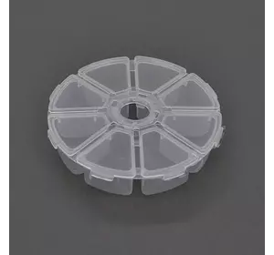 Пластмасовий  ящик для радіодеталей, діаметр 100мм, 8  відділень
