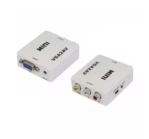 Конвертер Mini, VGA to AV, ВИХІД 3RCA(мама) на ВХІД VGA(мама), 720P/1080P, White, BOX Конвертер Mini, VGA to AV, ВИХІД 3RCA(мама) на ВХІД VGA(мама), 720P/1080P, White, BOX