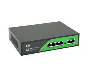 POE комутатор JY-1006B 4 POE 10/100 + 2 RJ45 10/100 + вбудований блок живлення 52V 1.38A POE комутатор JY-1006B 4 POE 10/100 + 2 RJ45 10/100 + вбудований блок живлення 52V 1.38A