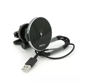 Автотримач Yesido C131+ Wireless Charging 15W, кріплення на решітку, магніт, Black, Box Автотримач Yesido C131+ Wireless Charging 15W, кріплення на решітку, магніт, Black, Box