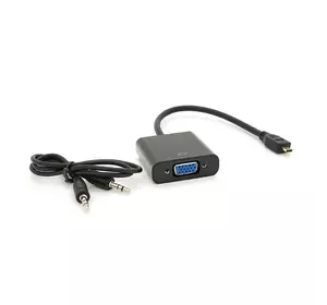 Конвертер micro HDMI (тато) на VGA (мама) 30cm, Black, 4K / 2K, Пакет + Audio Конвертер micro HDMI (тато) на VGA (мама) 30cm, Black, 4K / 2K, Пакет + Audio