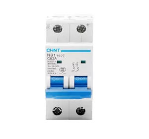 Автоматичний вимикач постійного струму CHNT NB1-63DC 2P C63 DC500V, 63A, 6kA, DIN, 86*36*49.5mm Автоматичний вимикач постійного струму CHNT NB1-63DC 2P C63 DC500V, 63A, 6kA, DIN, 86*36*49.5mm