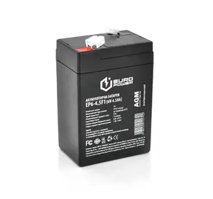 Акумуляторна батарея EUROPOWER AGM EP6-4.5F1 6 V 4.5 Ah ( 70 x 47 x 100 (105) ) Black Q20 Акумуляторна батарея EUROPOWER AGM EP6-4.5F1 6 V 4.5 Ah ( 70 x 47 x 100 (105) ) Black Q20