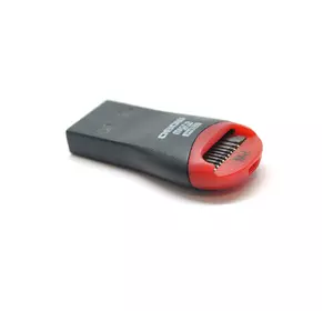Кардрідер зовнішній USB 2.0, формат MicroSD, пластик, Black/Red, (Техпакет)