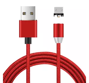 Магнітний кабель Ninja USB 2.0 / Micro, 1m, 2А, індикатор заряду, тканинна оплетка, броньований, знімач, Red, Blister-Box