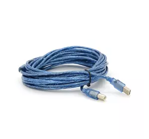 Кабель USB 2.0 RITAR AM/BM, 10m, 1 ферит, прозорий синій Кабель USB 2.0 RITAR AM/BM, 10m, 1 ферит, прозорий синій