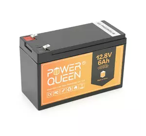 Акумуляторна батарея Power Queen LiFePO4 12.8V 6Ач 76Wh,BMS 6A F2, 151*65*94mm Акумуляторна батарея Power Queen LiFePO4 12.8V 6Ач 76Wh,BMS 6A F2, 151*65*94mm