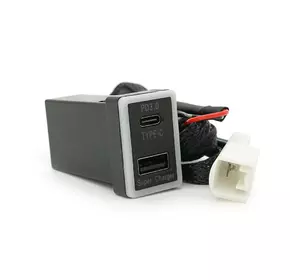 АЗУ врізне 60W-D01T03-С, PD+QC, Type-C: 30W, USB: 30W, LED підсвічування, комплект дротів з роз'ємами, 33x22х58mm, Black АЗУ врізне 60W-D01T03-С, PD+QC, Type-C: 30W, USB: 30W, LED підсвічування, комплект дротів з роз'ємами, 33x22х58mm, Black