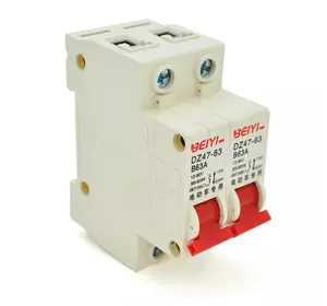 Автоматичний вимикач змінного струму BEIYI DZ47-63-2P-B63A, B63, 300-800W. 12-96V Автоматичний вимикач змінного струму BEIYI DZ47-63-2P-B63A, B63, 300-800W. 12-96V