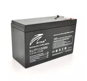 Акумуляторна батарея Ritar LiFePO4 12,8V 9Ah (115,2Wh) BMS4.5A@4S (150 x 65 x 95 (100), 0,98kg Q10 Акумуляторна батарея Ritar LiFePO4 12,8V 9Ah (115,2Wh) BMS4.5A@4S (150 x 65 x 95 (100), 0,98kg Q10
