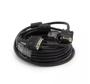 Кабель Merlion VGA 10m, male to male (тато-тато), 2 фериту, чорний, Пакет Q50 Кабель Merlion VGA 10m, male to male (тато-тато), 2 фериту, чорний, Пакет Q50